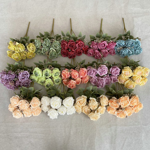 Fleur artificielle Suzume Ii à 7 têtes, rose à bords brûlés, 30cm-100cm, décoration de mariage et de maison - Product Image 4