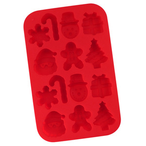 Molde de silicona <span class=keywords><strong>navideño</strong></span> de 14 cavidades Diseño cuadrado con muñeco de nieve Gingerbread Man Candy Cane para chocolate y galletas - Product Image 3