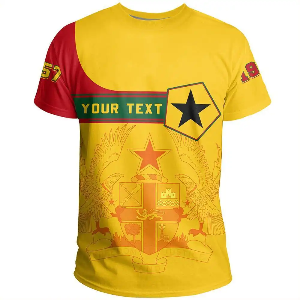 Camiseta de algodón para hombre, prenda de vestir, con Logo personalizado, color verde, abrigo de brazos fuerte de Ghana, informal y Formal, superventas, Verano