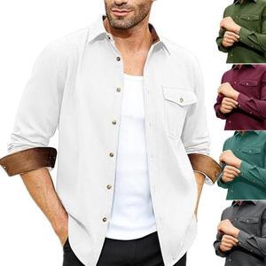 Nuova Collezione Autunno/Inverno: Camicie Casual da Uomo per <span class=keywords><strong>Giovani</strong></span>, Disponibili in Stock, per Uso Quotidiano e <span class=keywords><strong>Vacanze</strong></span>, Tinta Unita - Product Image 1