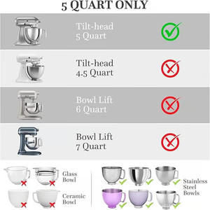 Vente flash : doublures de <span class=keywords><strong>bol</strong></span> en silicone avec <span class=keywords><strong>couvercle</strong></span> pour mélangeurs <span class=keywords><strong>KitchenAid</strong></span> de 5 litres, ensembles de vaisselle, plats et assiettes, service de table - Product Image 5