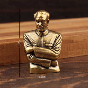 Busto de Zhou Enlai de Latón, Adorno de Escritorio, Estilo Tradicional, Figura Decorativa para Hogar u Oficina, Pieza Única - Product Image 4