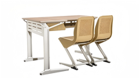Ensemble de chaise et bureau d'école Double MIXIN MX-L002, 2 tiroirs, hauteur réglable, pieds en aluminium, plateau en bois, moderne, durable, pour salle de classe