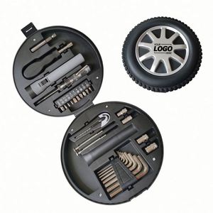 Juego de Herramientas Manuales Personalizado con Forma de Neumático de 24 Piezas - Kit Completo de Bricolaje para Reparaciones del Hogar y Automóviles, Regalo Promocional Perfecto - Product Image 1
