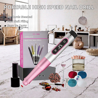 Vantrend Beauty Ponceuse à ongles électrique sans fil rechargeable en aluminium, forme stylo, pour manucure et pédicure, avec brosse