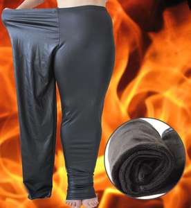 Leggings thermiques pour femmes, pantalon de Yoga doublé de molleton, collant chaud d'entraînement en similicuir taille haute - Product Image 3