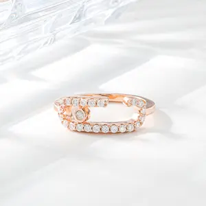 DEYIN 연예인 디자인 럭셔리 방수 보석 종이 클립 모양 반지 여성용 하이 퀄리티 실험실 보석 다이아몬드 반지