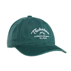 Özel Logo Gorras kadınlar baba şapkası yıkanmış düz şapka ayarlanabilir uzun kayış doruğa kap Unisex işlemeli pamuklu beyzbol şapkası