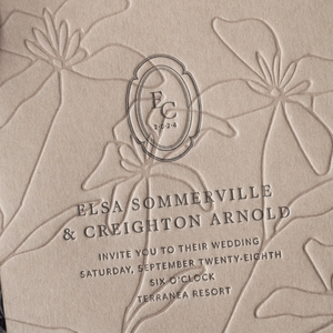 Suite di Inviti Matrimoniali Romantici Floreali Bicolore con Stampa Tipografica, Busta a Sacchetto Stampata e Busta Esterna Midnight - Product Image 2