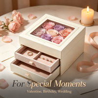 Boîte à bijoux transparente personnalisée avec rose éternelle pour collier et bague – Idéale pour la Saint-Valentin, les mariages et les anniversaires