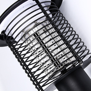 Lampe solaire anti-moustiques d'extérieur, 20x58cm, lumière LED ultraviolette, pilier lumineux noir pour pelouse, jardin, villa, mur - Product Image 1