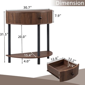 New Arrival China Wholesale Bohemia Fluted <strong>Half</strong> <strong>Moon</strong> <strong>Small</strong> Entryway <strong>Table</strong> with Bottom Storage Shelf for Entryway - Product Image 5