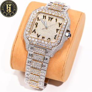 Luxury Hip Hop Jewelry Bnad Wrist Custom Case Micro Paved VVS Moissanite <strong>Diamond</strong> Iced Out Mechanical <strong>Watch</strong> for Men - Product Image 1