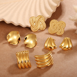 Four Leaf Clover Stud <b>Earrings</b> Zinc Alloy Geometric Design Party Jewelry Stainless Steel <b>Posts</b> - Product Image 1