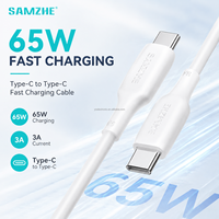 Cable de Carga Rápida USB C a USB C PD de 65W de Fábrica, Cable Tipo C de 3A y 1 Metro, Cable de Sincronización de Datos TPE de 480Mbps, Personalización de Logotipo al por Mayor OEM