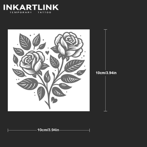 INKARTLINK Autocollant de <span class=keywords><strong>tatouage</strong></span> semi-permanent Cœur Rose Jumelle, motif floral vintage et botanique, tenue 15 jours, pour bras et épaule, vente en gros - Product Image 2