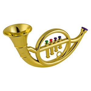 Instrumento <span class=keywords><strong>Musical</strong></span> de Viento, Trompa Francesa para Niños Pequeños, Trompa Metálica Dorada de ABS con 4 Teclas de Colores - Product Image 6