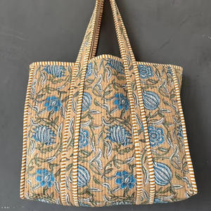 Bolso de Mano Acolchado de Algodón con Estampado Artesanal, Costuras Finas, Estampado Indio, para Uso Diario, Viajes, Uso Diario - Product Image 1