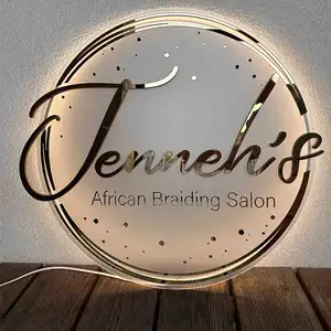 Acrylic salon sign Business name Sign with backlight Salon decor Personalised Acrylic Business Signage Business sign backlight