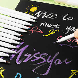 Stylos à encre métallique à pointe souple 12 couleurs modèle S333-6 pour le marquage photo, les signatures et le papier cartonné noir – Vente en gros transfrontalière - Product Image 2