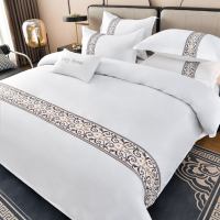 Ensemble de literie en coton pour hôtel 5 étoiles, 4 pièces, collection de draps brodés de luxe