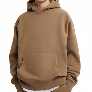 เสื้อฮู้ดสำหรับผู้ชายใส่ได้ทั้งชายและหญิงผ้าฝ้ายธรรมดาพิมพ์ลายโลโก้แบบกำหนดเอง - Product Image 1