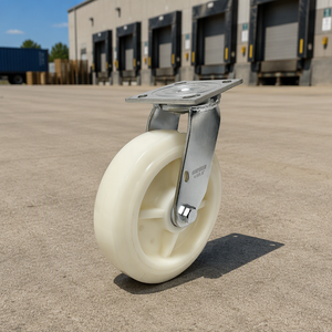 Roulettes pivotantes en acier OEM personnalisables de 4/5/6/8 pouces, roues en nylon blanc, roulettes industrielles robustes en acier inoxydable avec protections filetées - Product Image 2