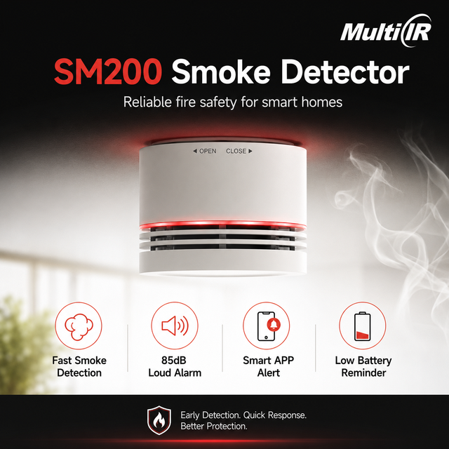 WiFi/Zigbee/Matter Smoke Detector Tuya Smart App Fire Alarm,85dB Loud Siren,Photoelectric Smoke Sensor Battery Operated
