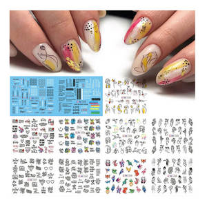 QIAO 3D Nail Art Calcomanías Líneas abstractas Cara Ojo Hojas de Palma <span class=keywords><strong>Flores</strong></span> Adhesivo Deslizadores Pegatinas para <span class=keywords><strong>uñas</strong></span> Decoración para manicura de <span class=keywords><strong>uñas</strong></span> - Product Image 2