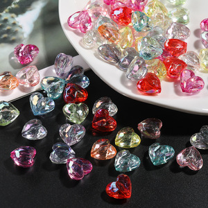 Cuentas acrílicas facetadas en forma de corazón, transparentes, sueltas, para la fabricación de joyería, accesorios DIY, venta al por mayor. - Product Image 1