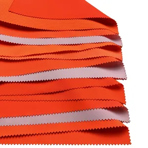 Poliéster spandex revestimiento transpirable al aire libre impermeable de alta visibilidad naranja tela fluorescente