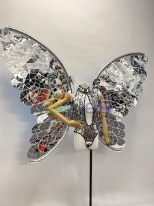 Trajes de escenario con espejo hueco para mujer, traje de alas de Bikini, <span class=keywords><strong>ropa</strong></span> de actuación de DJ para club nocturno, trajes de bailarines Gogo, espectáculos de fiestas - Product Image 2