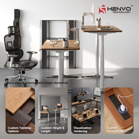 Bureau debout en acier HENVO, ergonomique, réglable en hauteur électriquement, bureau de jeu contemporain, double moteur, table PC assis-debout, mémoire