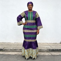 Robes longues de soirée africaines grande taille pour femmes 2026 – Robe de luxe brodée Bazin élégante pour mariage musulman et soirée