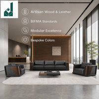 Ensemble de canapés de bureau exécutif en cuir de luxe moderne, durable et écologique, canapé modulaire minimaliste pour le bureau du directeur