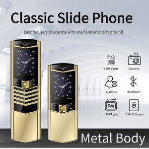 2025 Hot Item Vertue Gold Mini Phone Dialer Keypad Cell Phone Elderly Mobile Phone Leather Back <b>Cover</b> - Product Image 3