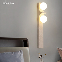 Lampe murale minimaliste italienne en pierre noire pour chambre à coucher, chevet, salon, couloir, escalier - Éclairage d'ambiance décoratif