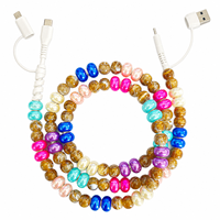 Câble de charge coloré 4 en 1 avec perles, cordon de charge multi-USB, connecteur multi-type C, câble de téléphone