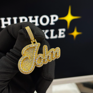 Colgante con Nombre Personalizado John de 1.8 Pulgadas, Chapado en Plata de Ley 925 con Diamantes de Moissanita, Estilo Hip Hop, Lujoso y Personalizado - Product Image 6