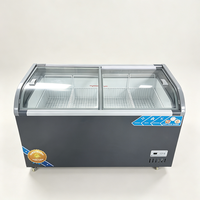 Congélateur commercial à vitrine incurvée, 2 portes, refroidissement direct, réfrigérant R290, autoportant, pour supermarché