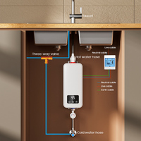 Mini chauffe-eau électrique instantané intelligent à économie d'énergie 5,5 kW pour salle de bain et cuisine, à installer sous l'évier de lavage des mains
