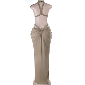 Nuovo <span class=keywords><strong>Abito</strong></span> <span class=keywords><strong>Lungo</strong></span> Estivo da Donna Elegante e <span class=keywords><strong>Sexy</strong></span> Senza Maniche con Cut-Out, Stile Irregolare per Feste e Occasioni Casual - Product Image 4