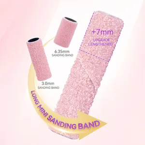 New Arrival 3mm Long Mini Nail Sanding Band Medium Fine Manicure Nail Drill Mandrel Bits Pink Zebra White Small Sanding Band