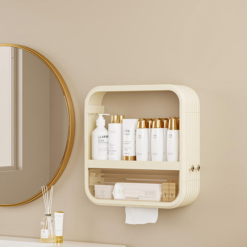 8508-3 Luxury Wall-Mounted Storage Box (Three-Layer) [Creamy Yellow]