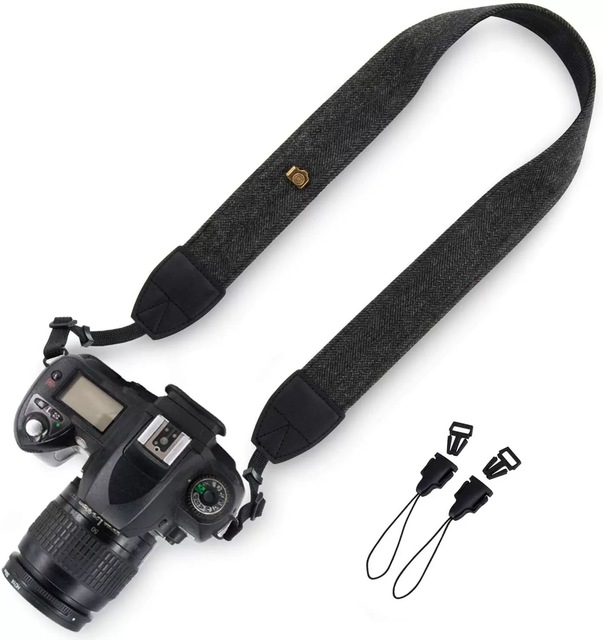 Adjustable Comfortable Black Brown Canvas Camera Neck Shoulder Strap with Quick Release Buckles for Canon Sony DSLR SLR