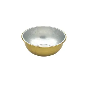 Fábrica al por mayor papel de aluminio Smoothwall contenedores de alimentos 345ml Color dorado arroz sopa tazón desechable papel de aluminio pastel Pan