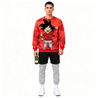 Sweat-shirt à col rond pour homme en polyester avec impression intégrale personnalisée, thème héros d'anime, pour le streetwear