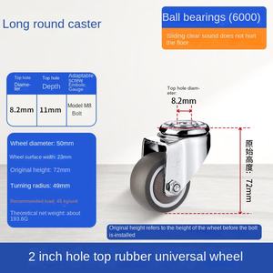 Oberes Universal rad Verdicktes Gummiband lager Trolley <span class=keywords><strong>Wheel</strong></span> Roller <span class=keywords><strong>2</strong></span>/3 Zoll Shelf <span class=keywords><strong>Caster</strong></span> Lenkrad Kunststoff - Product Image 6