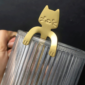 Cuillère à chat en acier inoxydable 304, cuillère à mélanger de dessin animé pour café, desserts, gâteaux, qualité alimentaire - Product Image 4
