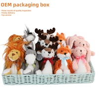 Peluches personnalisées OEM personnalisées, lot de jouets peluche avec boîte cadeau, renard, âne, lion, lapin et cerf, jouets pour enfants, poupées douces